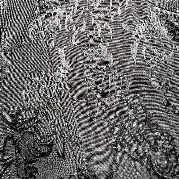 Oscar de la Renta Black on Black Brocade Pattern Band Collar Jacket 10P - Picture 7 of 9